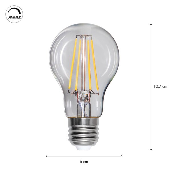 LED žiarovka E27 A60 Clear – stmievatelná