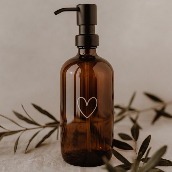 Sklenený dávkovač mydla Heart 500 ml