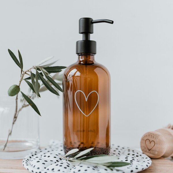 Sklenený dávkovač mydla Heart 500 ml