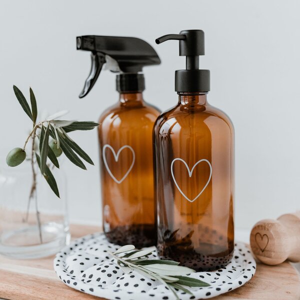Sklenený dávkovač mydla Heart 500 ml
