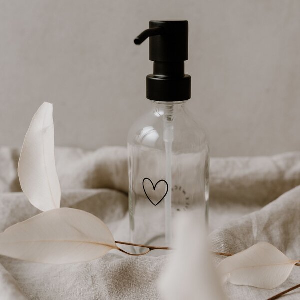 Sklenený dávkovač mydla Heart Transparent 250 ml