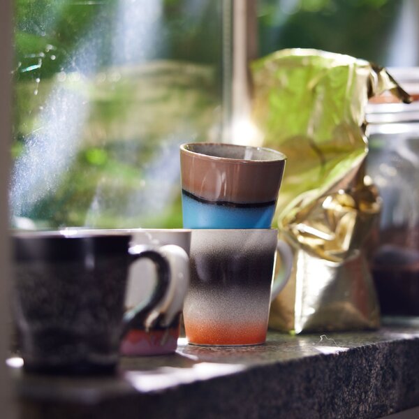 Kameninový hrnček na espresso 70's Funky 80 ml – set 4 ks