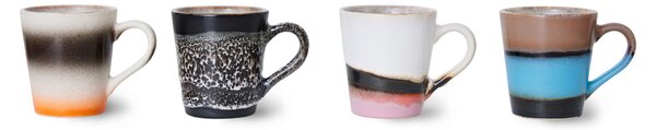 Kameninový hrnček na espresso 70's Funky 80 ml – set 4 ks