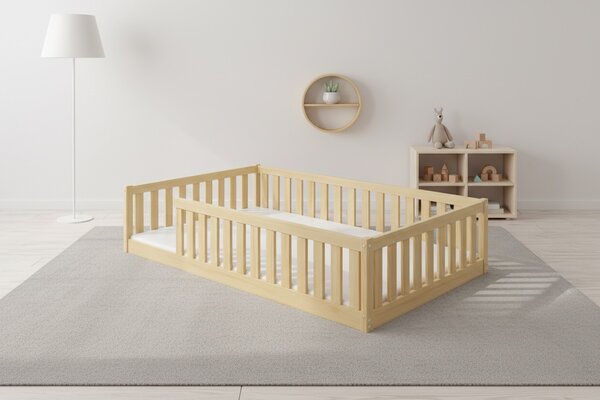 HRUŠKA Široká posteľ BELLA SIMA 120×200 cm Montessori – prírodná borovica