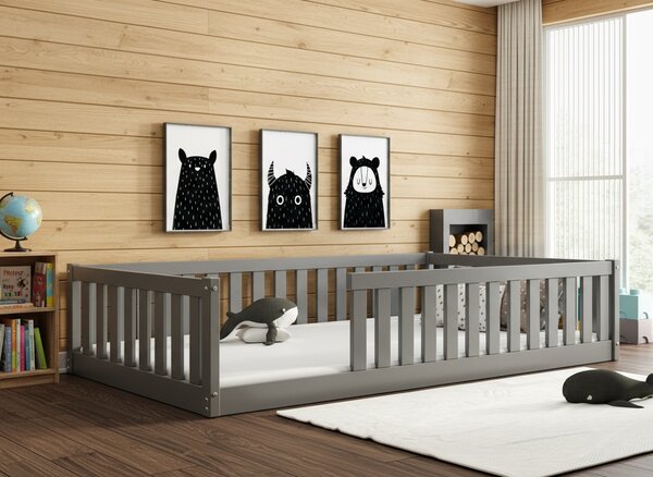 HRUŠKA Široká posteľ BELLA SIMA 120×200 cm Montessori – grafitová