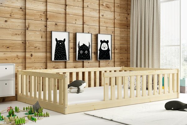 HRUŠKA Široká posteľ BELLA SIMA 120×200 cm Montessori – prírodná borovica