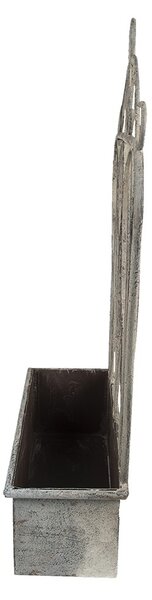 2ks sivý antik kovový kvetináč s okrasou - 49 * 15 * 70 cm / 38 * 12 * 55 cm - Clayre & Eef