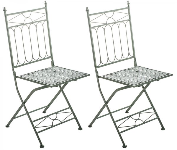 Kovová skladacia stolička Asina (SET 2 ks) - Zelená antik