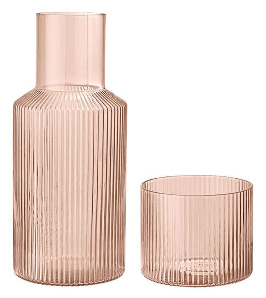 Ferm Living Karafa s pohárom Ripple Small, blush