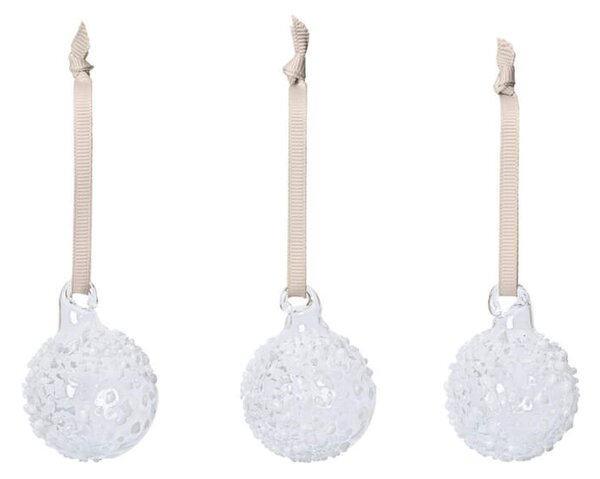 Ferm Living Vianočné banky Flurry S set 3ks, white