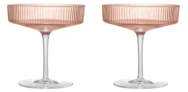 Ferm Living Poháre Ripple Champagne Saucer set 2ks, blush