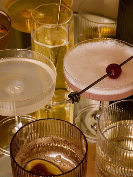 Ferm Living Poháre Ripple Champagne Saucer set 2ks, blush