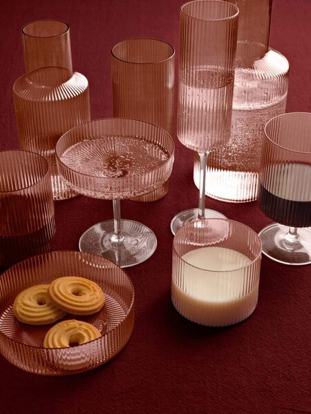 Ferm Living Poháre Ripple Low set 4ks, blush