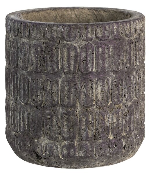 Fialový antik cementový obal na kvetináč se vzorom - Ø 20*20 cm - Clayre & Eef