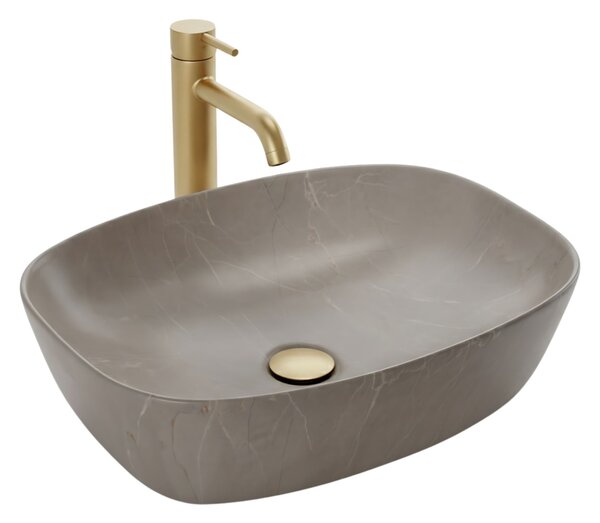 Basaro Gaja, umývadlo na dosku 510×395×140 mm, imitácia kameňa matná, BAS-U1002