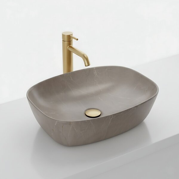 Basaro Gaja, umývadlo na dosku 510×395×140 mm, imitácia kameňa matná, BAS-U1002