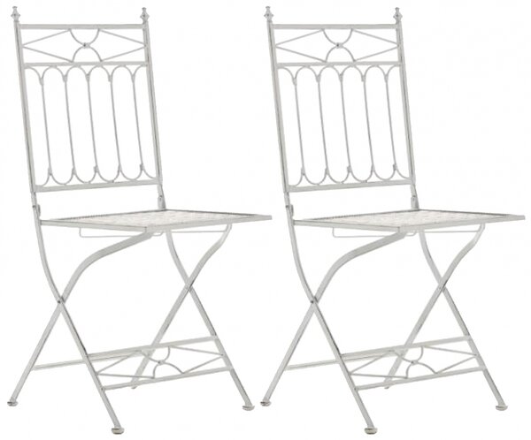 Kovová skladacia stolička Asina (SET 2 ks) - Biela antik