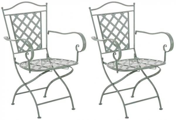 Kovová stolička Adara (SET 2 ks) - Zelená antik