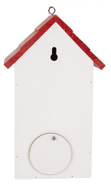 Bielo-červená drevená vtáčia búdka s lienkami Birdhouse - 15*10*22 cm - Clayre & Eef