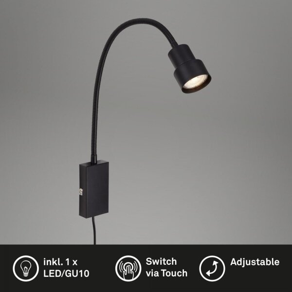 Briloner 2085-015 - LED Dotyková nástenná lampa TUSI 1xGU10/5W/230V čierna