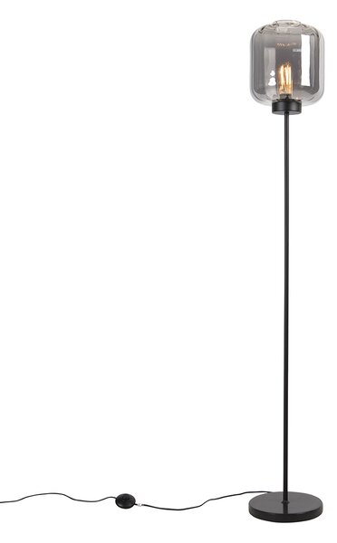 Inteligentná stojaca lampa čierna s dymovým sklom vrátane Wifi ST64 - Qara