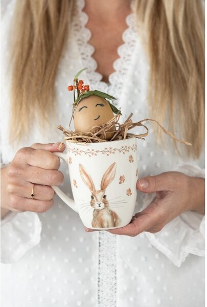 Porcelánový hrnček Rustic Easter Bunny - 12*8*10 cm / 350 ml - Clayre & Eef
