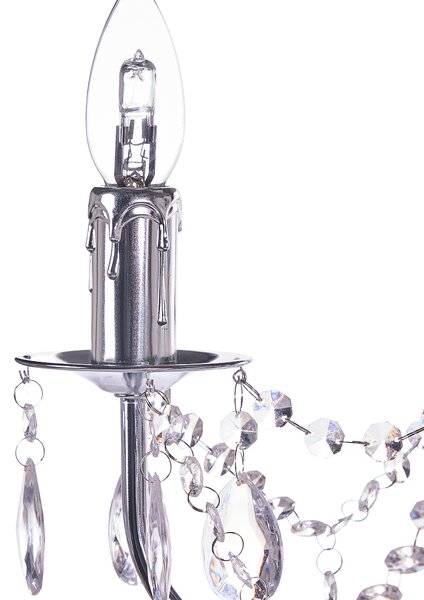 Luster strieborný akrylový krištáľový na 6 žiaroviek osvetlenie glamour štýl obývacia izba jedáleň spálňa
