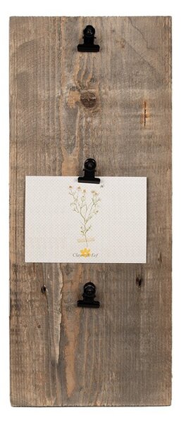 Hnedý antik drevený fotorámik s klipom Clipp - 15*3*36 cm / 3x 9*13 cm - Clayre & Eef