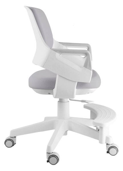 Detská rastúca stolička Neoseat KIDDY FIVE — látka, prateľný poťah, sivá