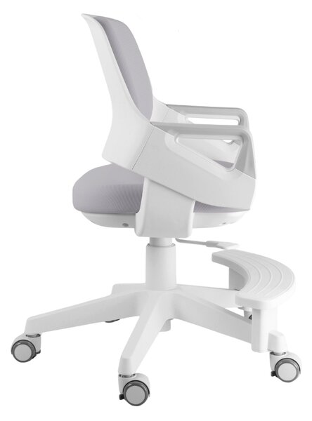 Detská rastúca stolička Neoseat KIDDY FIVE — látka, prateľný poťah, sivá