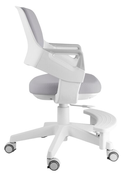 Detská rastúca stolička Neoseat KIDDY FIVE — látka, prateľný poťah, sivá