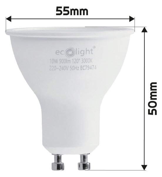Sada 6x GU10 10W LED žiaroviek - teplá biela
