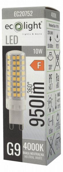 G9 LED žiarovka 10W 4000K 950lm - neutrálná biela
