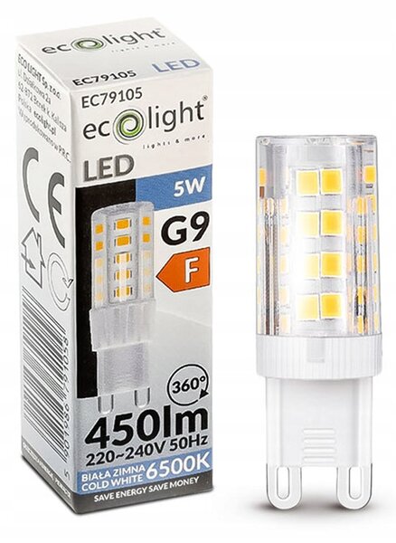 LED žiarovka G9 5W 450lm - studená biela