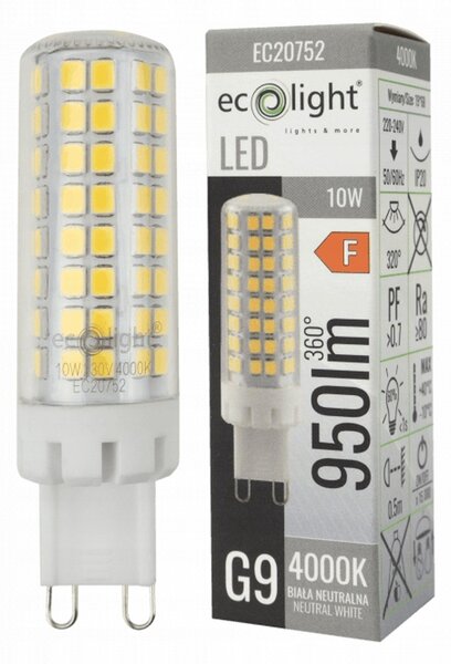 G9 LED žiarovka 10W 4000K 950lm - neutrálná biela
