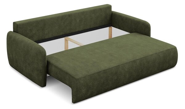 Zelená ženilková rozkladacia/s úložným priestorom pohovka 218 cm Lilo – Makamii