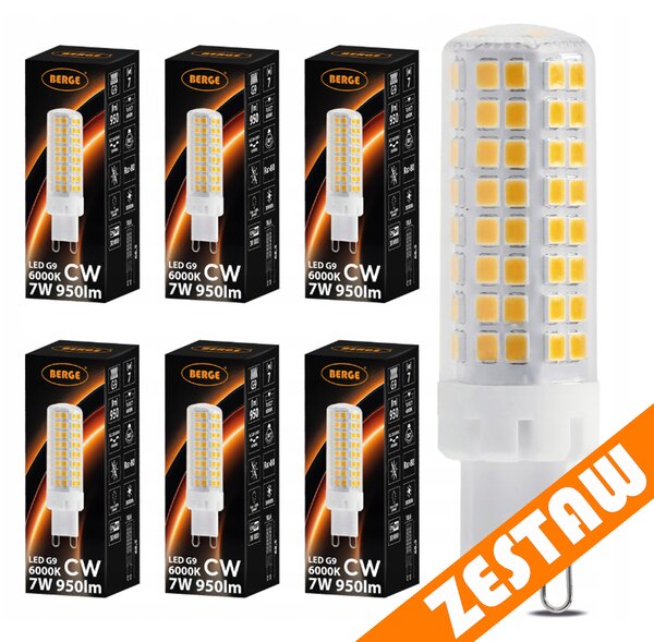 SADA 6 x G9 LED žiarovka 7W 950lm 6000K - studená biela
