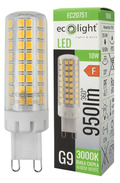 G9 LED žiarovka 10W 950lm 3000K - teplá biela