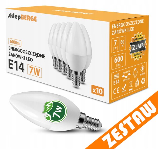 SADA 10x LED žiarovka E14 7W 600lm - neutrálna biela