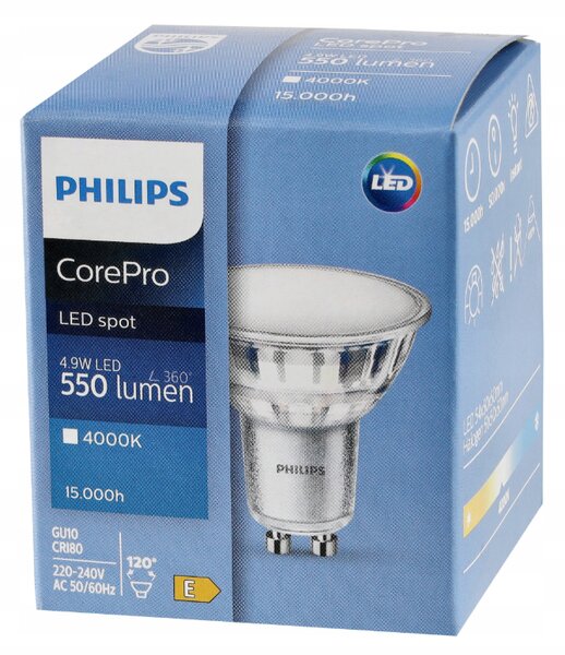 SADA 3x žiarovka Philips GU10 4,9W 550 lm 112 lm/W 4000K EyeComfort