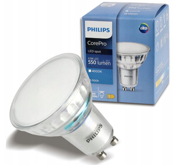 SADA 3x žiarovka Philips GU10 4,9W 550 lm 112 lm/W 4000K EyeComfort