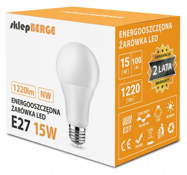 SADA 10x LED žiarovka E27 A60 15W 1200lm 3000K - teplá biela