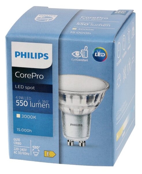SADA 10x GU10 LED žiarovka PHILIPS 4,9W 550lm - teplá biela