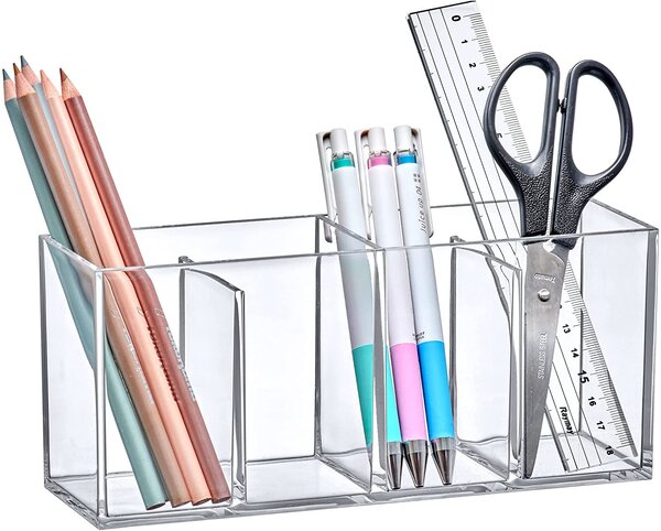 5Five® Transparentný box, 4 priehradky na stojace predmety, SELENA