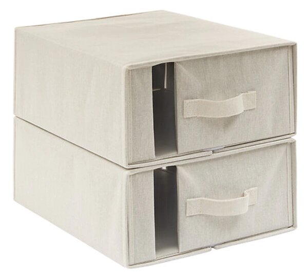 5Five® Ľanový úložný skladací box na posteľnú bielizeň, skladací 40,5 x 15,5 x 31,5 cm - 2ks