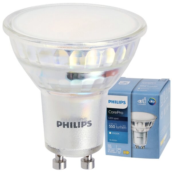 SADA 10x GU10 LED žiarovka PHILIPS 4,9W 550lm - teplá biela