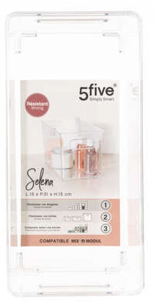 5Five® Transparentný box, viacúčelový, s rúčkami SELENA, 31x15x15