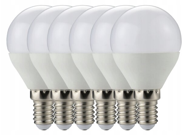 SADA 6x LED žiarovka E14 G45 7W 590lm - teplá biela
