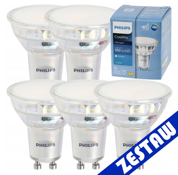 SADA 5x žiarovka GU10 4,9-50W 550lm 3000k CorePro