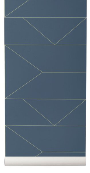 Ferm Living Tapeta Lines, dark blue